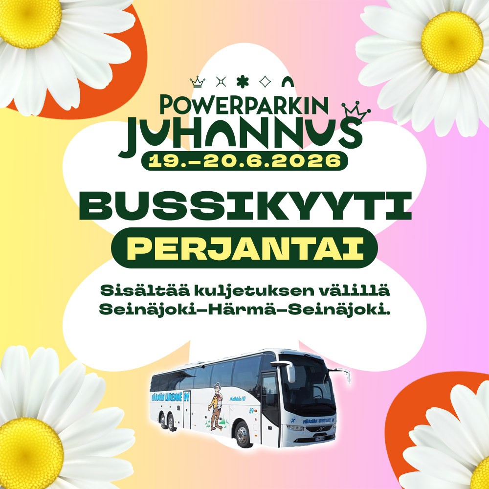 PowerParkin juhannus bussikyyti perjantai 2026